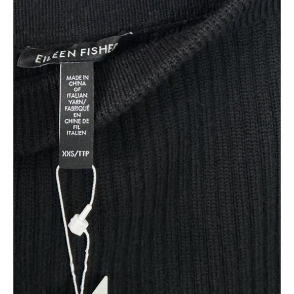 Eileen Fisher XXS Black Ribbed Sweater Knit 100% Merino Wool Pencil Skirt $248 - Picture 3 of 12